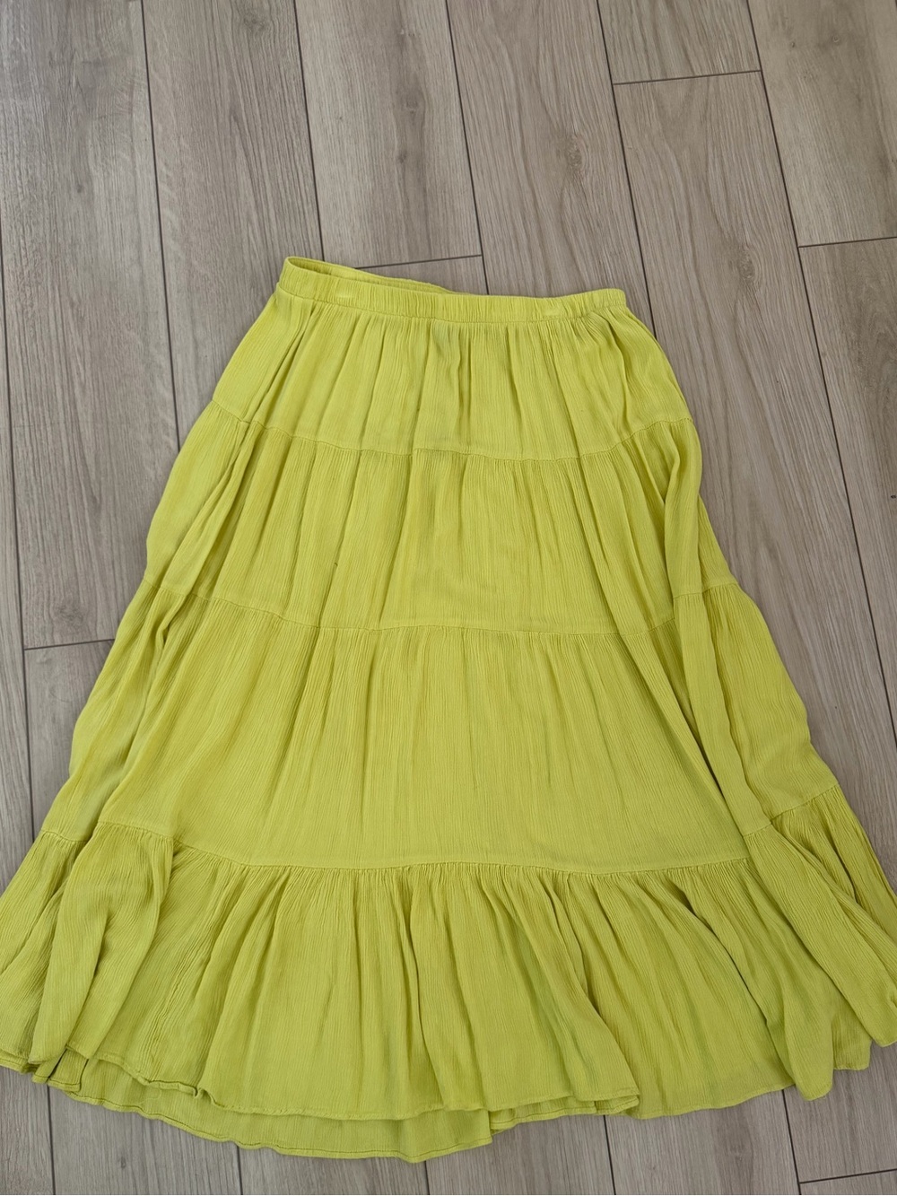 SCOOP Women's Tiered Maxi Skirt in Lemon Yellow - Large - Picture 4 of 7